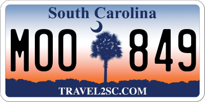 SC license plate MOO849