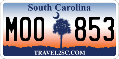 SC license plate MOO853