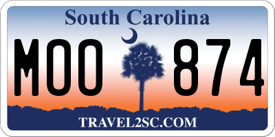 SC license plate MOO874