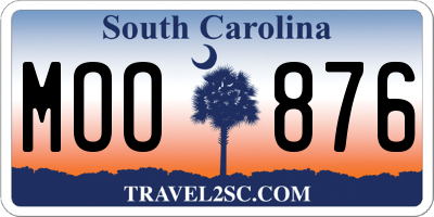 SC license plate MOO876