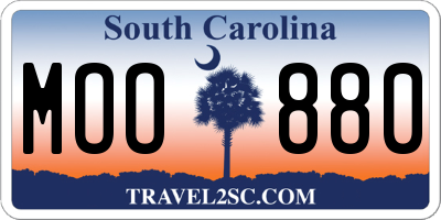 SC license plate MOO880