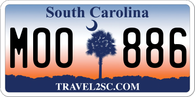 SC license plate MOO886