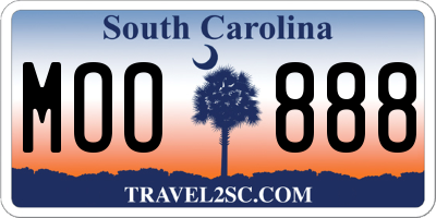 SC license plate MOO888