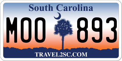 SC license plate MOO893
