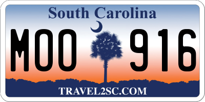 SC license plate MOO916