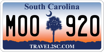 SC license plate MOO920