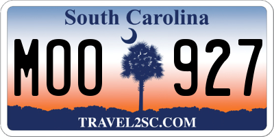 SC license plate MOO927