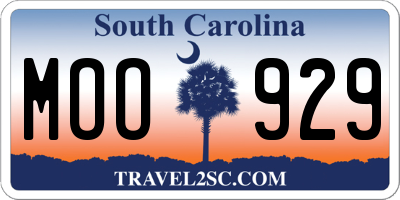SC license plate MOO929