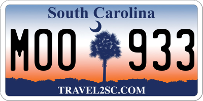 SC license plate MOO933