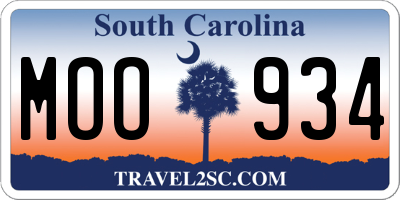 SC license plate MOO934