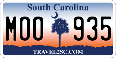 SC license plate MOO935