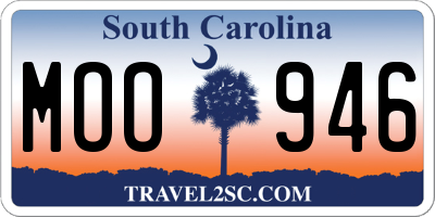 SC license plate MOO946