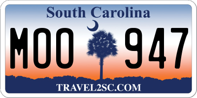 SC license plate MOO947