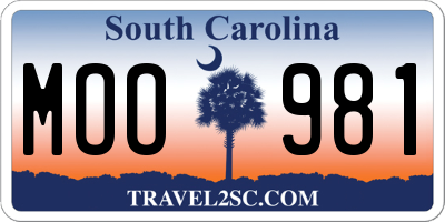 SC license plate MOO981