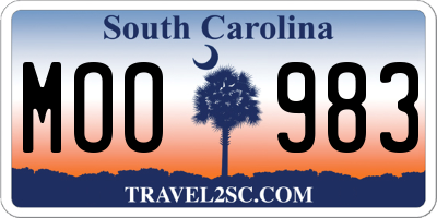 SC license plate MOO983