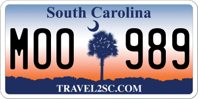 SC license plate MOO989