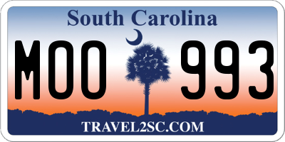 SC license plate MOO993