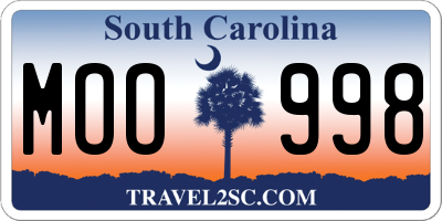 SC license plate MOO998