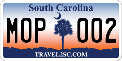SC license plate MOP002