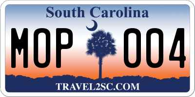 SC license plate MOP004