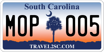 SC license plate MOP005
