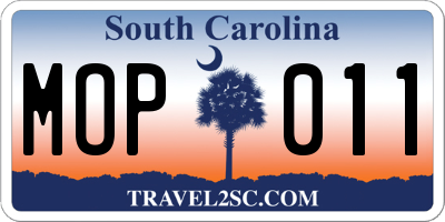SC license plate MOP011