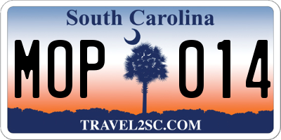 SC license plate MOP014