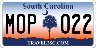 SC license plate MOP022