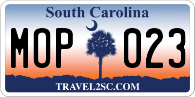 SC license plate MOP023
