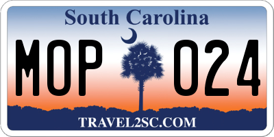 SC license plate MOP024