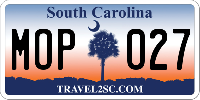 SC license plate MOP027