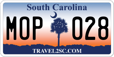 SC license plate MOP028