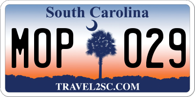 SC license plate MOP029