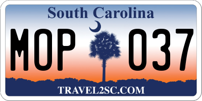 SC license plate MOP037