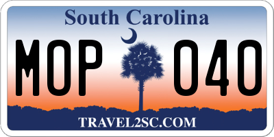 SC license plate MOP040