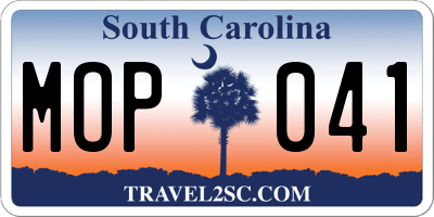 SC license plate MOP041