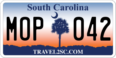 SC license plate MOP042