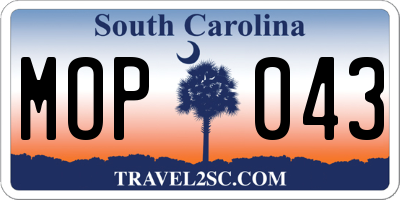 SC license plate MOP043