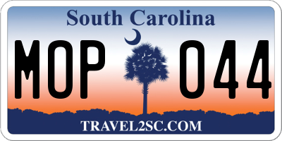 SC license plate MOP044