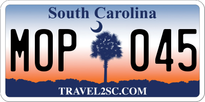 SC license plate MOP045