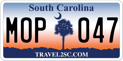 SC license plate MOP047