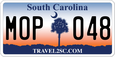 SC license plate MOP048