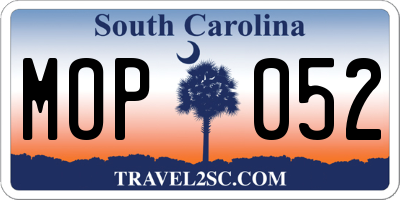 SC license plate MOP052