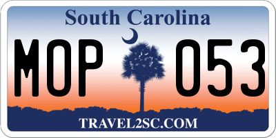 SC license plate MOP053