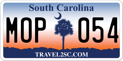 SC license plate MOP054