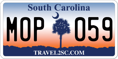 SC license plate MOP059