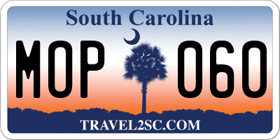 SC license plate MOP060