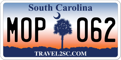 SC license plate MOP062