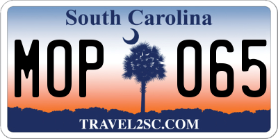 SC license plate MOP065