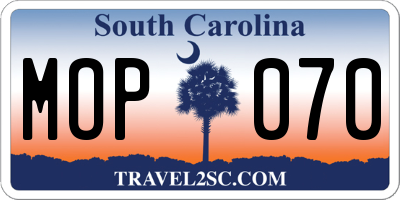 SC license plate MOP070